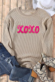 XOXO Sequin Round Neck Dropped Shoulder Sweatshirt - Cape Cod Fashionista