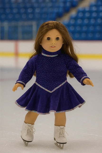 American Girl Doll 1997 Ice Skating Outfit Purple Sparkle Leotard Costume