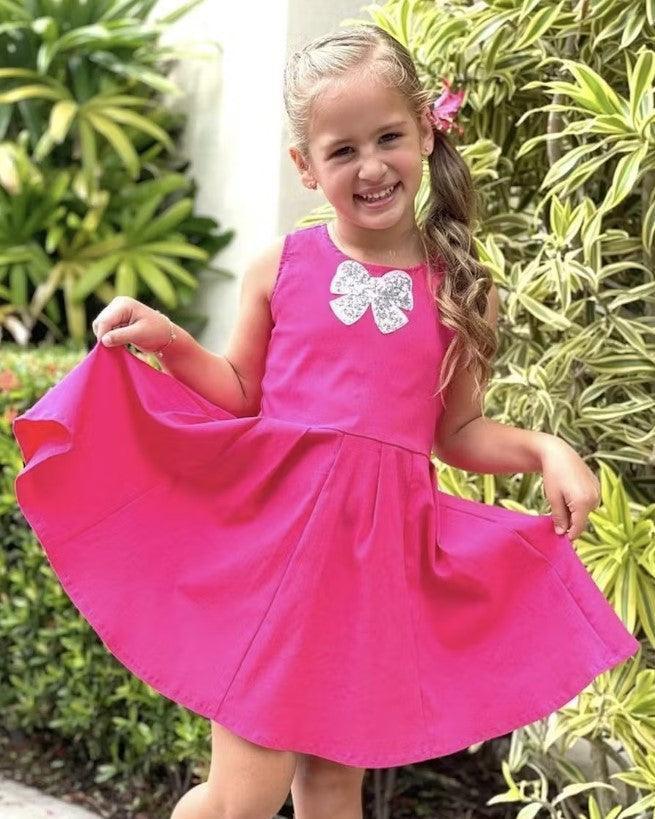 TWEEN Girls Pink Bow Party Dress