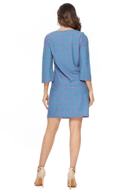 Aryeh Teal Quarter Sleeve Dress