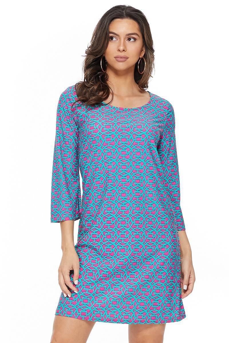 Aryeh Teal Quarter Sleeve Dress