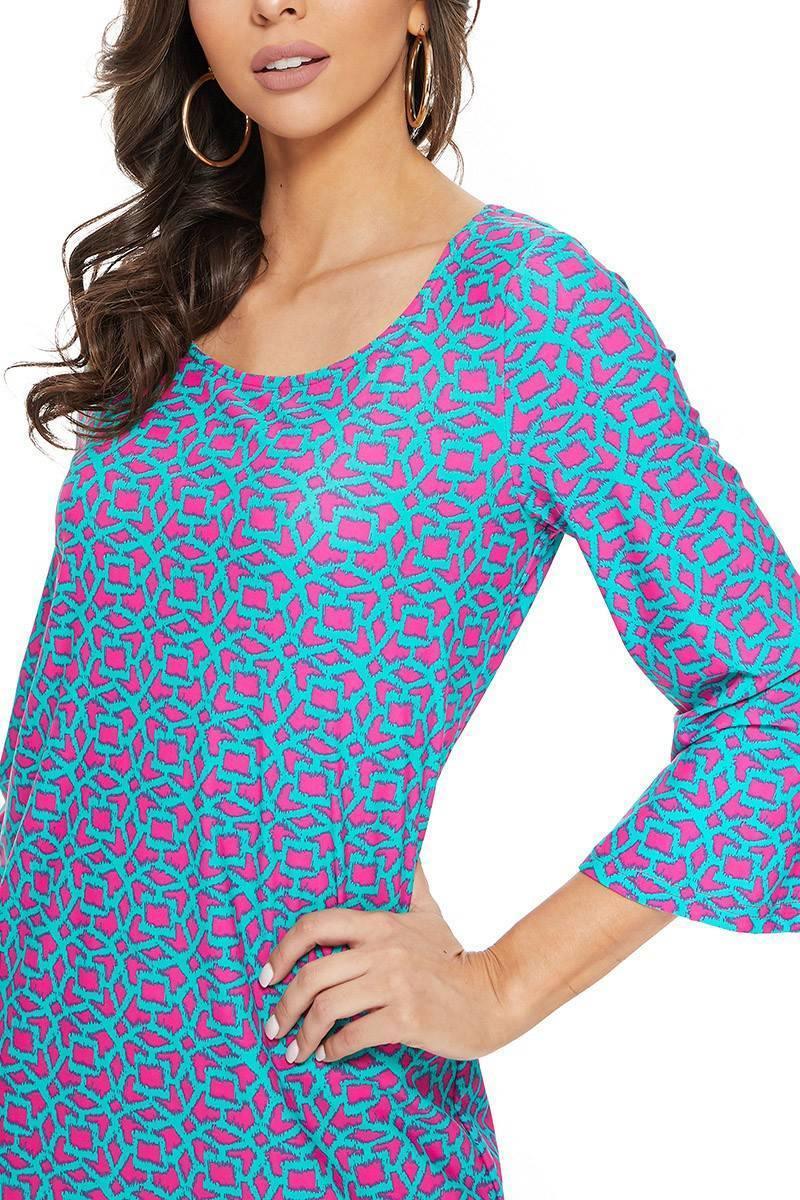 Aryeh Teal Quarter Sleeve Dress