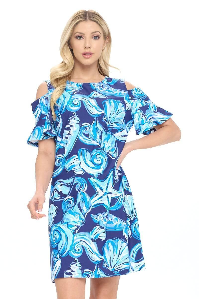 Shell Cold Shoulder SHIFT Dress