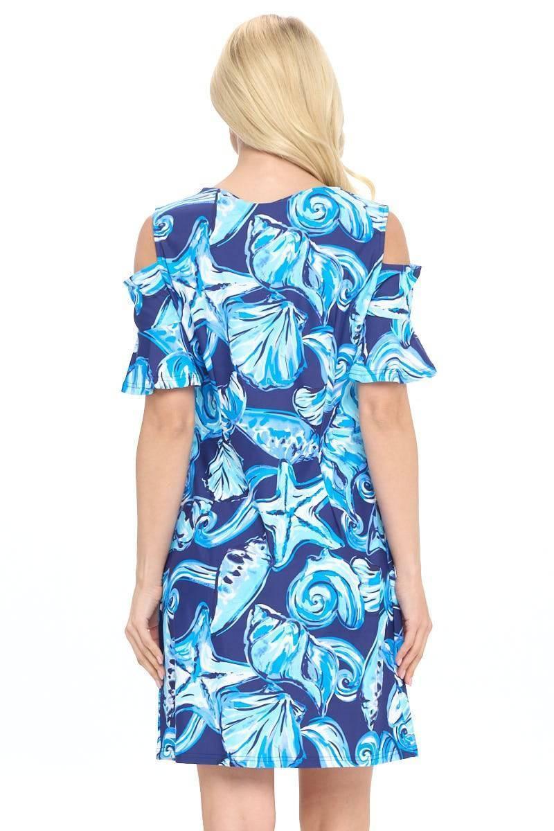 Shell Cold Shoulder SHIFT Dress