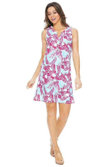 WOMENS HAWAIIAN Floral PRINT Sleeveless Shift Dress