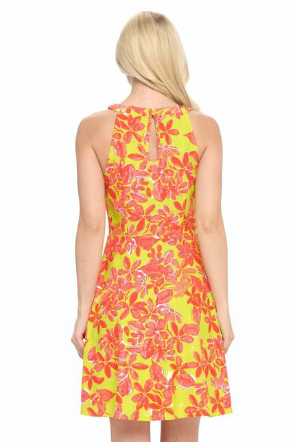 Skater Peekaboo Lime Floral Dress