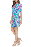 SKY Puffy Sleeves FLORAL Shift Dress