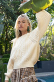 POL Cable Knit Cutout Long Sleeve Sweater - Cape Cod Fashionista