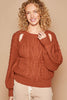 POL Cable Knit Cutout Long Sleeve Sweater - Cape Cod Fashionista