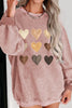 Heart Round Neck Dropped Shoulder Sweatshirt