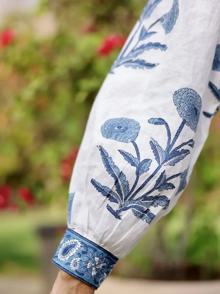 Capri Maxi Dress—100% European Hand-Block Printed linen