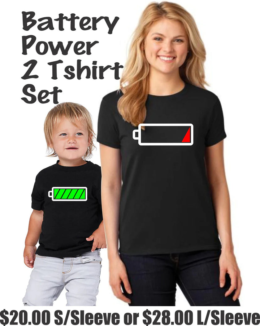 MATCHING FAMILY  COTTON NOVELTY BATTERY T-SHIRTS