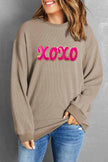 XOXO Sequin Round Neck Dropped Shoulder Sweatshirt - Cape Cod Fashionista