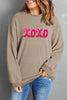 XOXO Sequin Round Neck Dropped Shoulder Sweatshirt - Cape Cod Fashionista