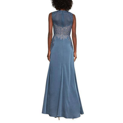 BCBG MAXAZRIA Lace Embroidered Satin Gown