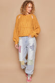 POL Cable Knit Cutout Long Sleeve Sweater - Cape Cod Fashionista