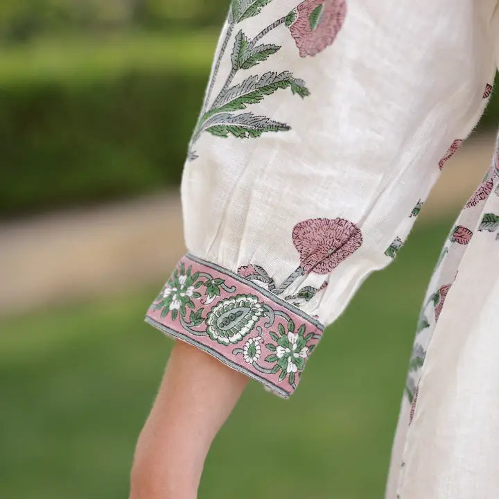 Capri Maxi Dress—100% European Hand-Block Printed linen