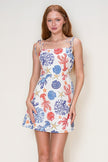 Women’s Coastal Lobster Print Tie Shoulder Mini Dress