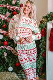 Christmas Element Round Neck Top and Pants Lounge Set - Cape Cod Fashionista