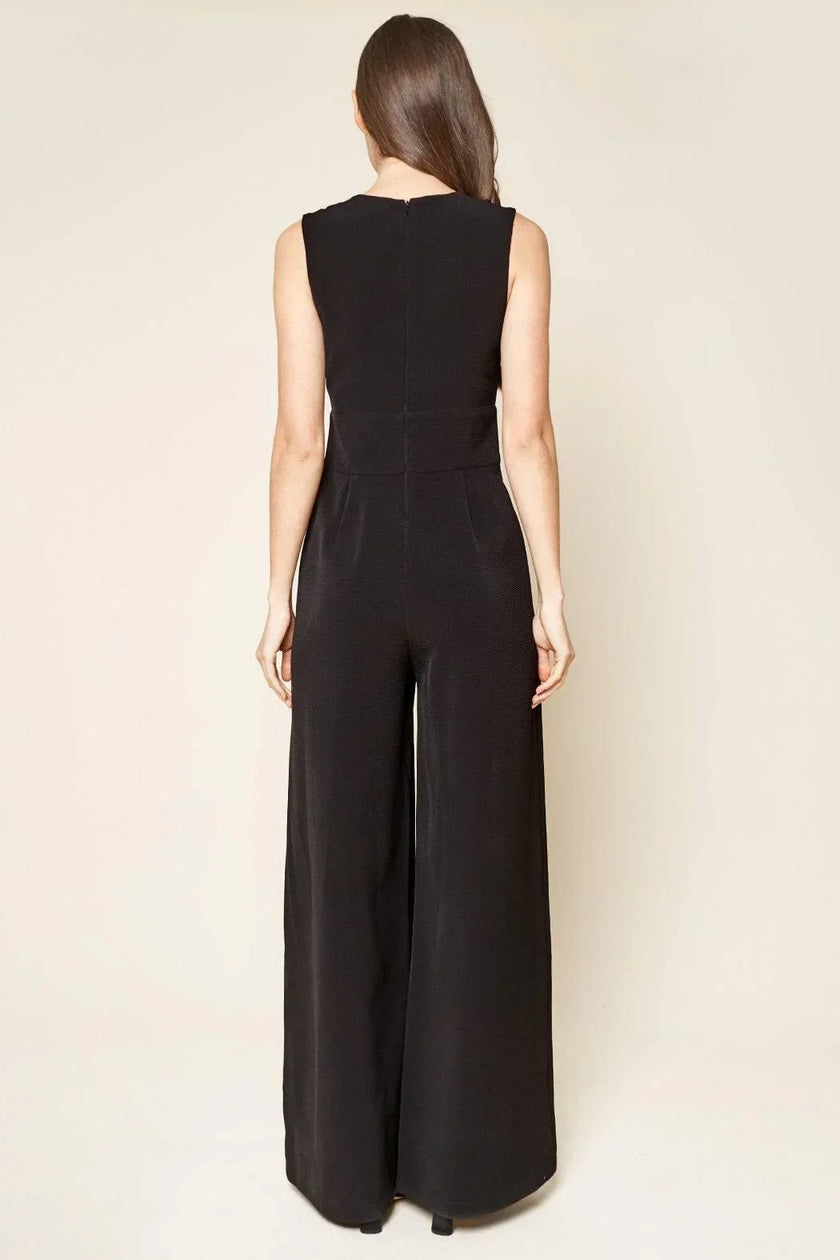 women black wide leg jumpsuit formal night look