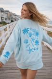 women coastal crewneck sweatshirt blue relaxed fit beachwear



