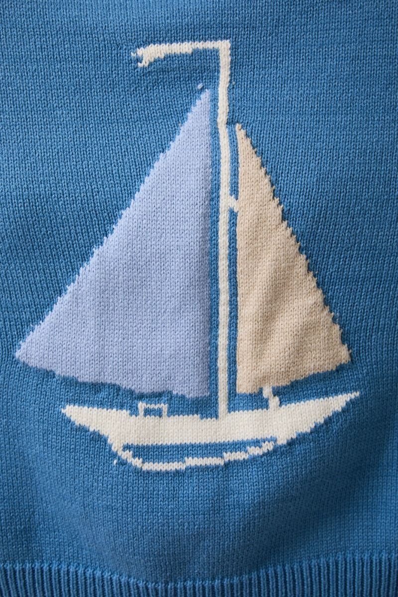 Women’s Coastal Cotton Sailboat Boat Neck Sweater