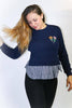BY NANCY HAND EMBROIDERED CRYSTALS SWEATSHIRT FAUX COTTON SHIRT HEM