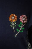 BY NANCY HAND EMBROIDERED CRYSTALS SWEATSHIRT FAUX COTTON SHIRT HEM