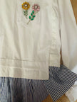BY NANCY HAND EMBROIDERED CRYSTALS SWEATSHIRT FAUX COTTON SHIRT HEM