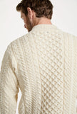 Merino Aran Half Zip Sweater – 100% Merino Wool, Irish Cable Knit