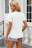 Eyelet V-Neck Petal Sleeve T-Shirt