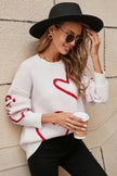 Angel Wings Heart Dropped Shoulder Long Sleeve Sweater - Cape Cod Fashionista