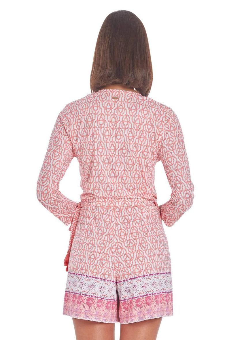 Cabana Life Tassel Napa Print Wrap Romper