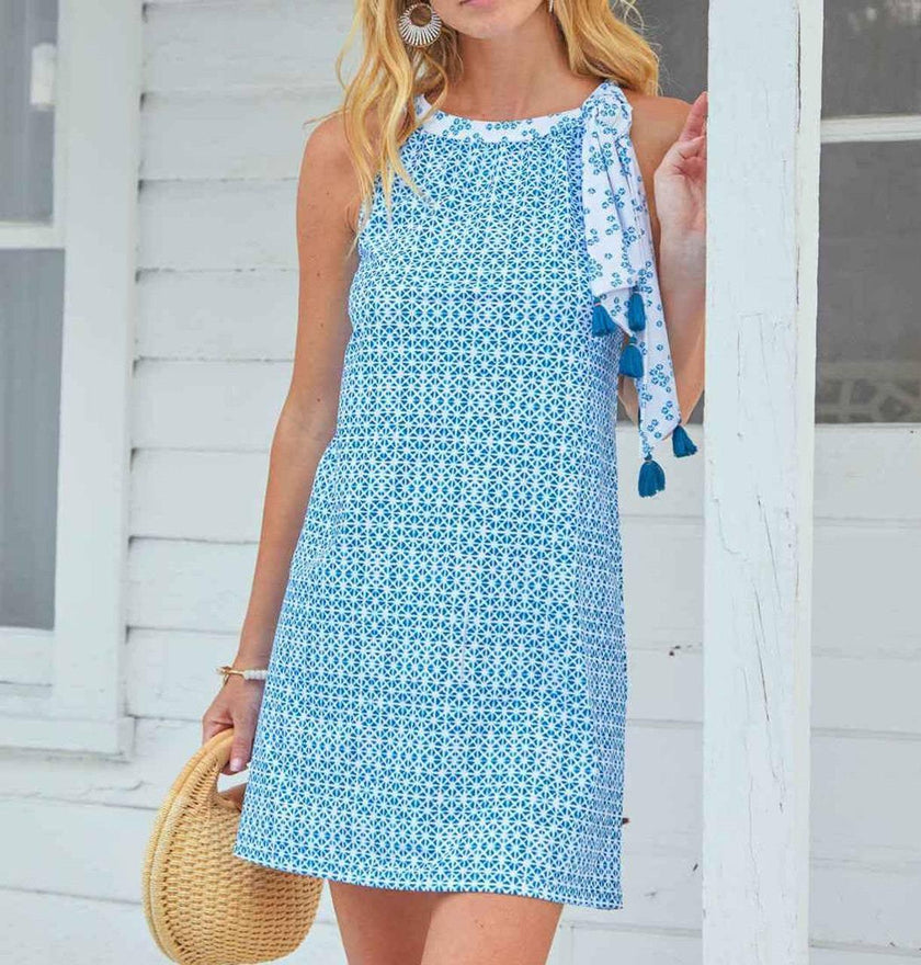 CABANA LIFE Sag Harbor Tassel Tie Sleeveless Shift Dress
