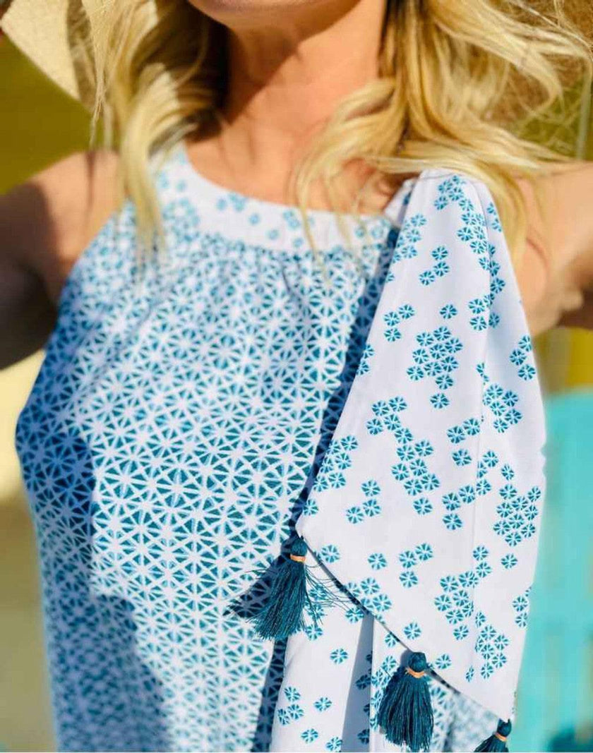 CABANA LIFE Sag Harbor Tassel Tie Sleeveless Shift Dress