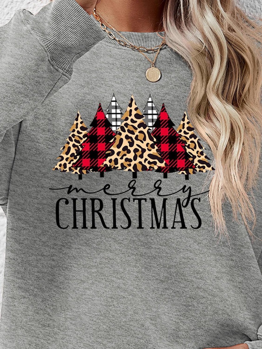 MERRY CHRISTMAS Round Neck Long Sleeve Sweatshirt - Cape Cod Fashionista