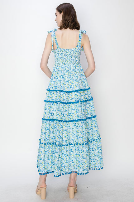 Skye's Floral Print Tiered Midi Dress