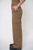 
women camel plaid cargo pants matching blazer set