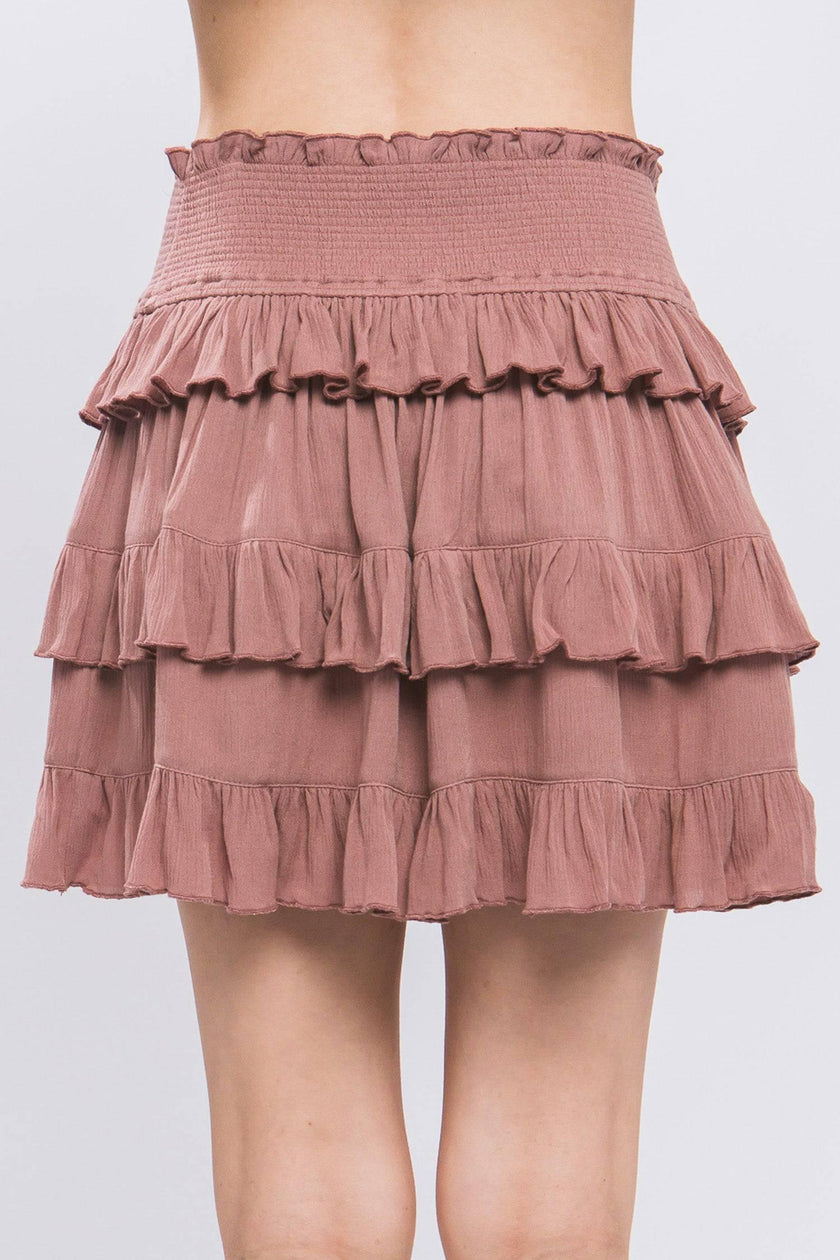 Radiant Ruffle Flirty Boho Tiered Layered Skyler Skirt
