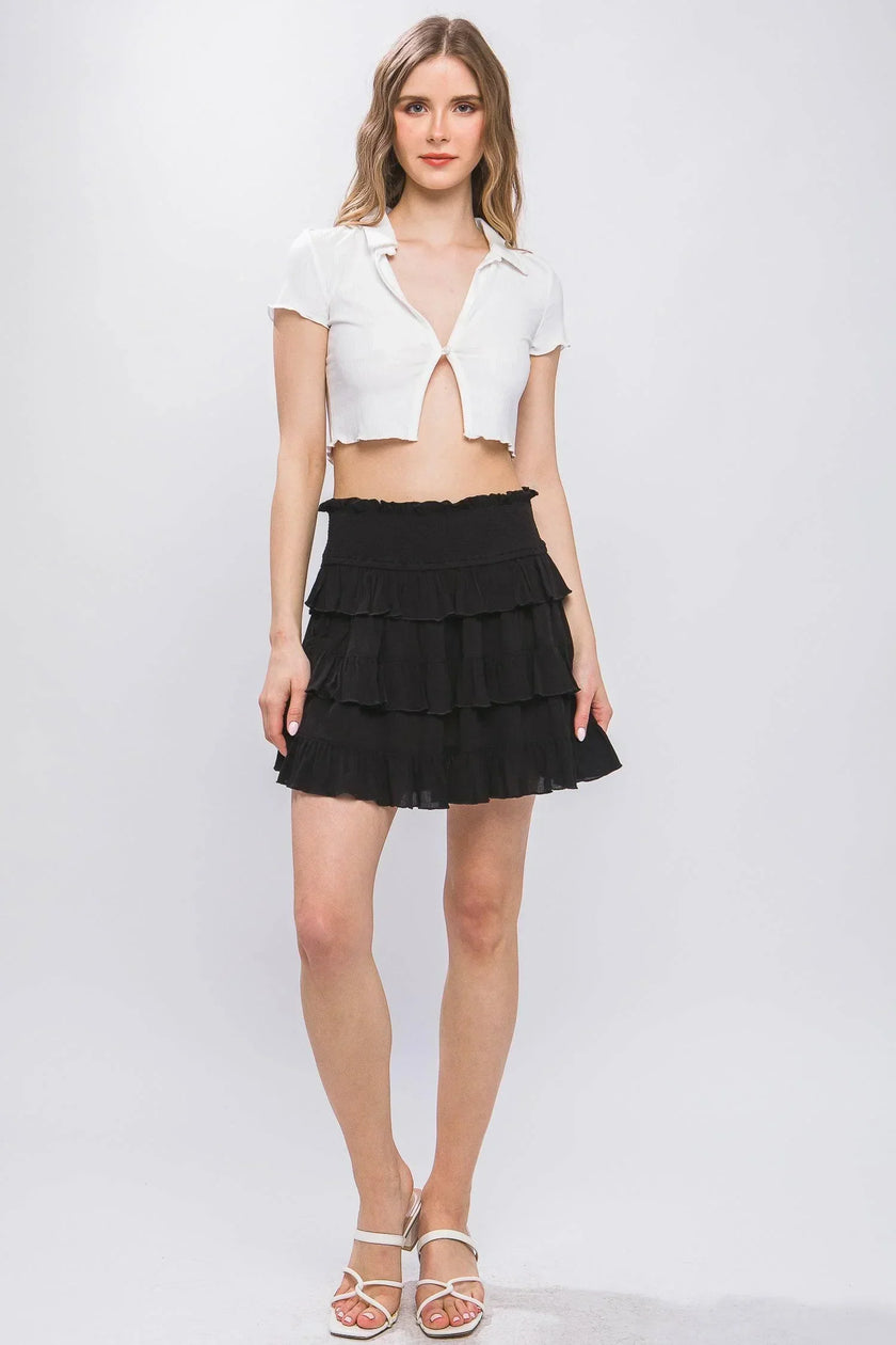 Radiant Ruffle Flirty Boho Tiered Layered Skyler Skirt