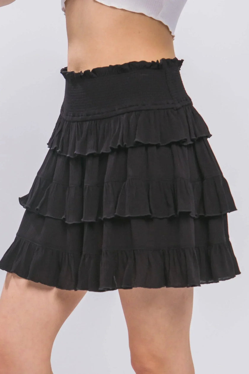 Radiant Ruffle Flirty Boho Tiered Layered Skyler Skirt