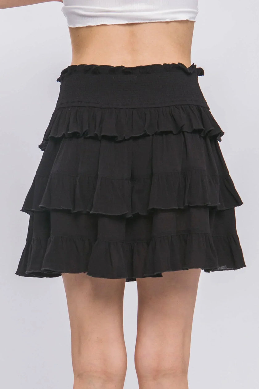 Radiant Ruffle Flirty Boho Tiered Layered Skyler Skirt
