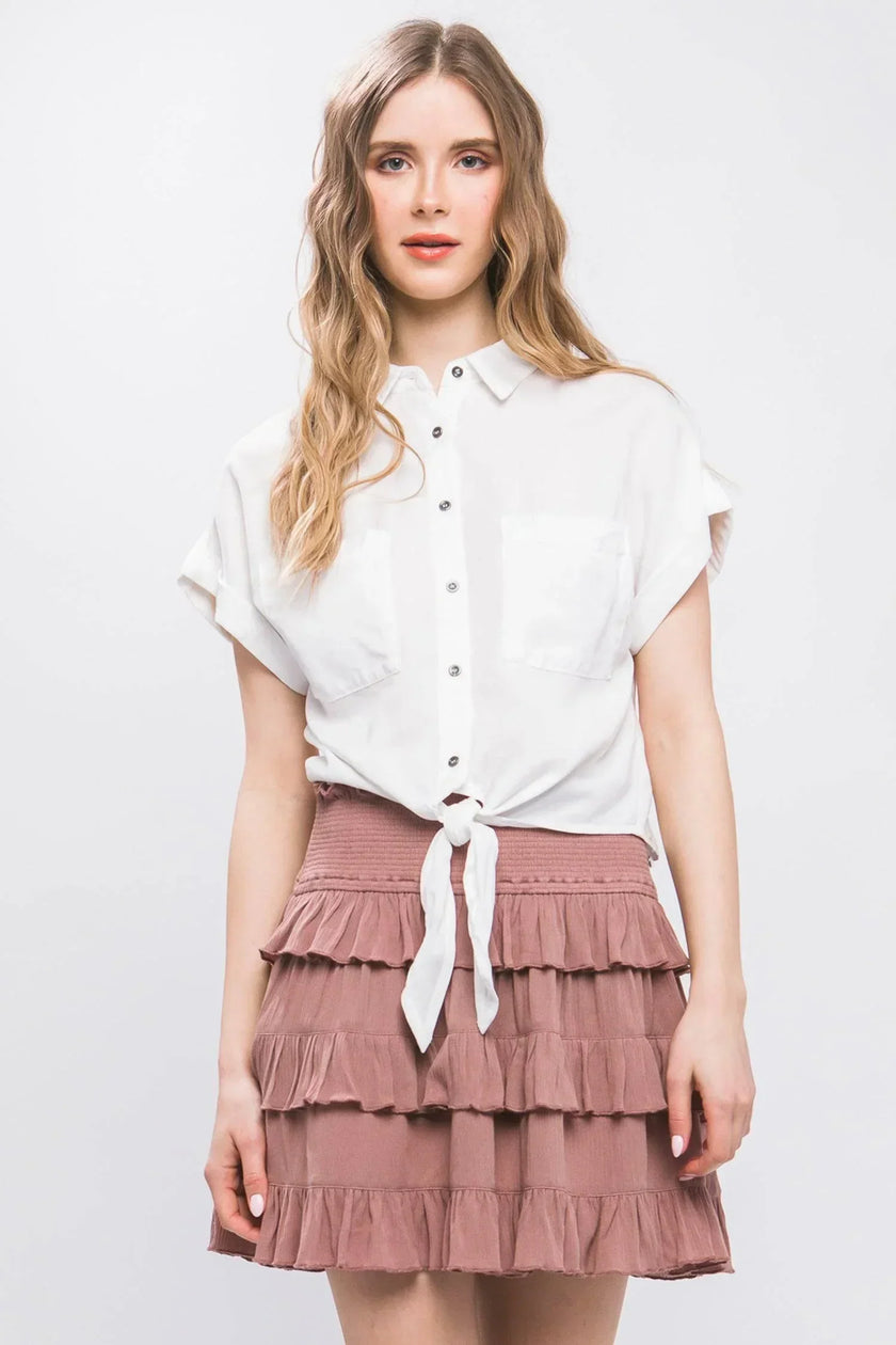 Radiant Ruffle Flirty Boho Tiered Layered Skyler Skirt