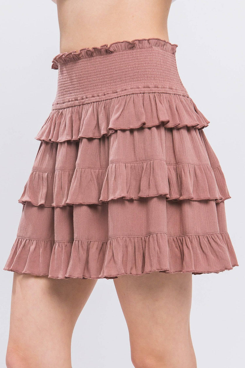 Radiant Ruffle Flirty Boho Tiered Layered Skyler Skirt