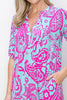 Effortless Elegance: Big Paisley Print Roll-Up Sleeve Jersey Dress