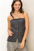 KEEP DREAMING STRAPLESS CORSET BUTTON-FRONT BUSTIER TOP