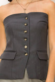 KEEP DREAMING STRAPLESS CORSET BUTTON-FRONT BUSTIER TOP