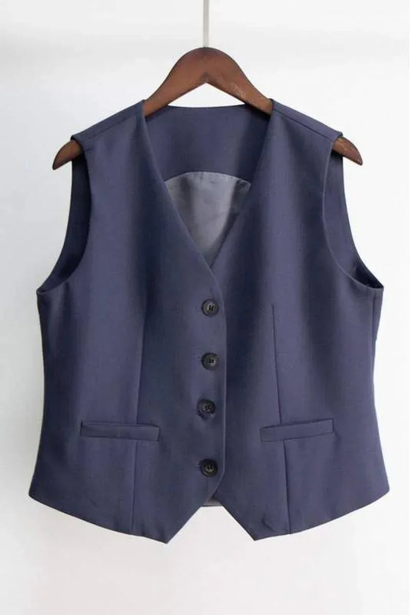 Liza Two Piece Tailored Retro Waistcoat and Wide Leg Pants Set