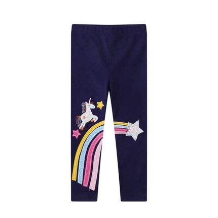 UNICORN RAINBOW EMBROIDERED GIRLS LEGGINGS