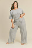 Kimberly C Full Size Short Sleeve Cropped Top and Wide Leg Pants Set